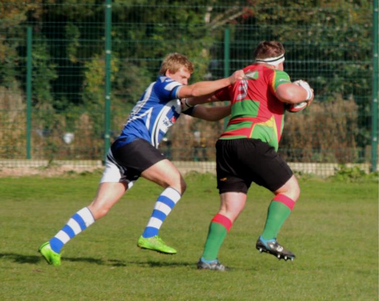 Alun George makes a brave tackle